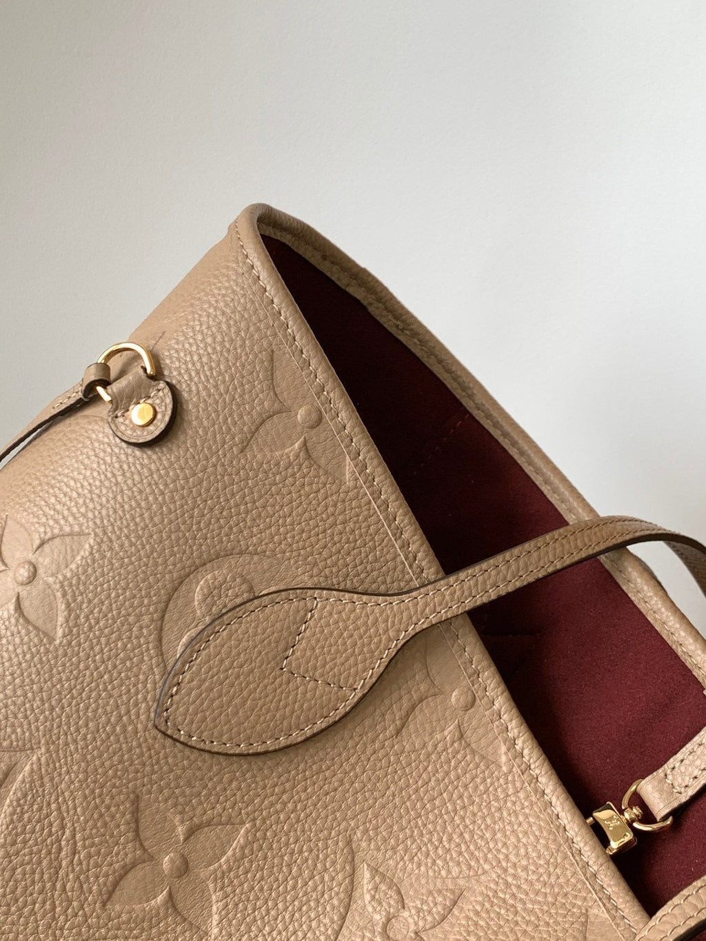 LOUIS VUITTON NEVERFULL MM 32 BEIGE MONOGRAM EMPREINTE LEATHER