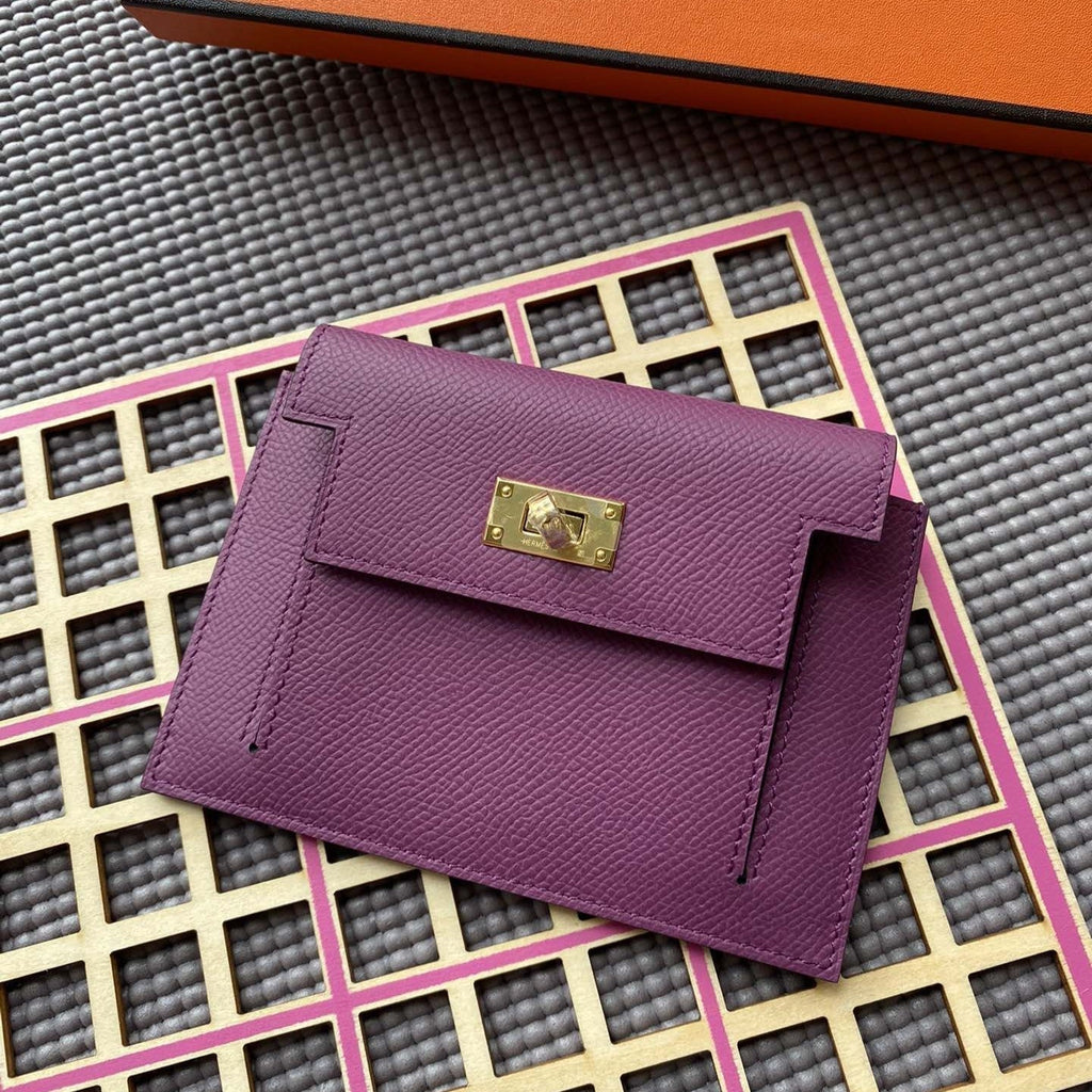 HERMES Kelly Pocket 13.5 Purple Epsom Ghw