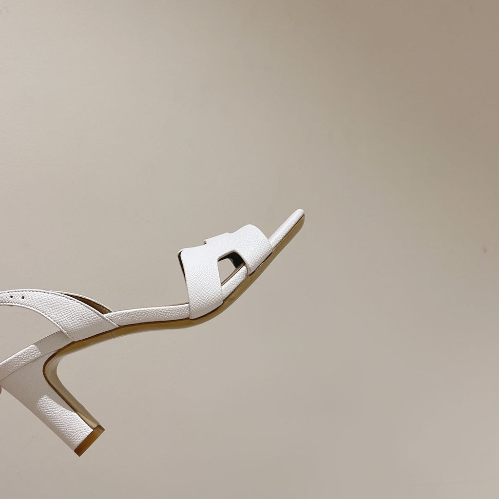 HERMES SLINGBACK SANDAL ETERNITE 75 WHITE MIX LIGHT BROWN LAMBSKIN