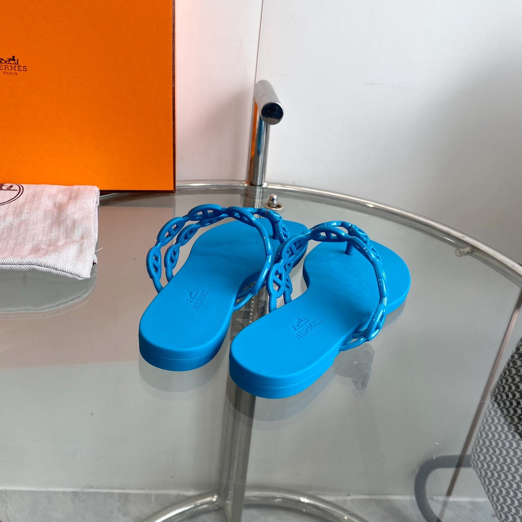 HERMES ISLAND SANDAL VIVID SKY BLUE PVC WATERPROOF