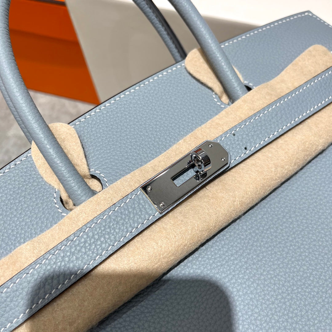 HERMES BIRKIN 30CM CLOUD BLUE TOGO LEATHER SILVER HARDWARE