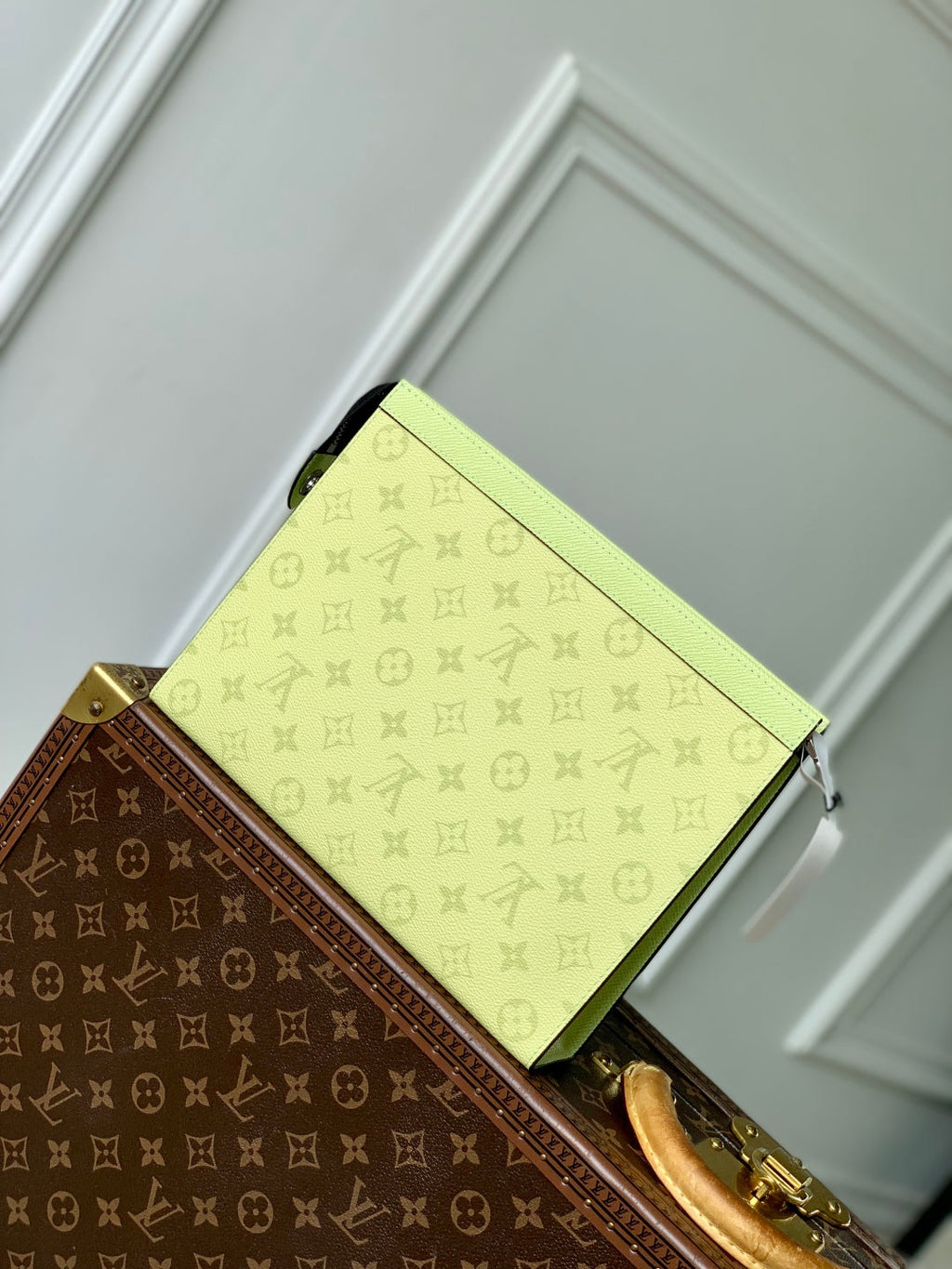 LOUIS VUITTON POCHETTE VOYAGE 26 IN LEMON YELLOW MONOGRAM ECLIPSE CALFSKIN