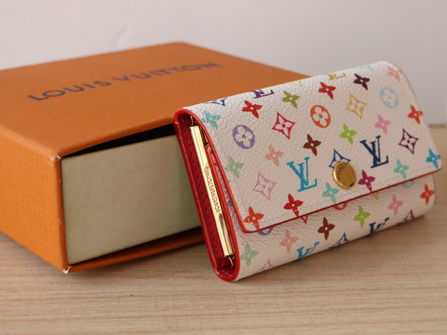 LOUIS VUITTON ROSALIE WALLET 12 IN WHITE MIX COLORFUL CALFSKIN