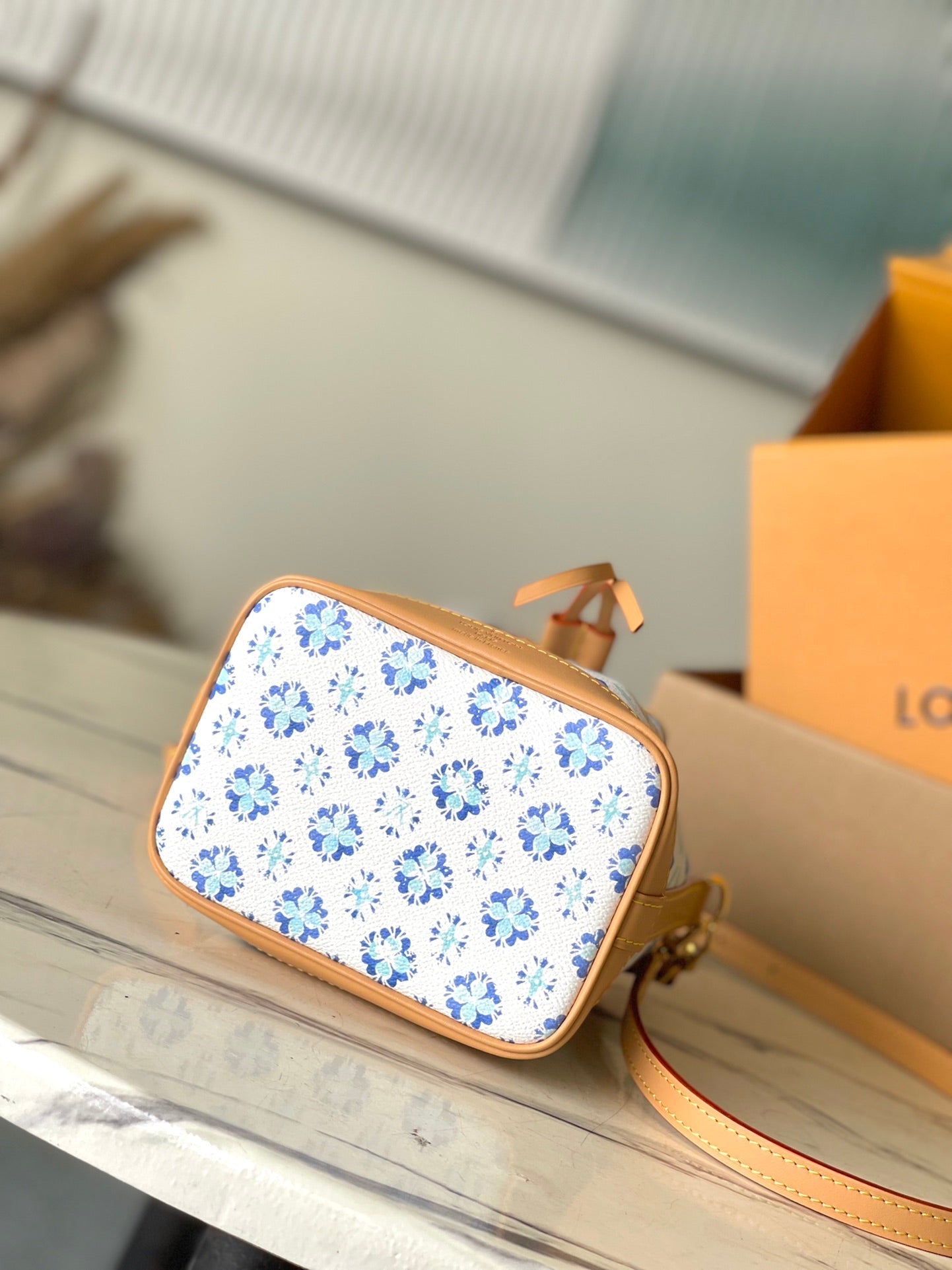 LOUIS VUITTON NANO NOÉ 16 IN LAGOON BLUE MONOGRAM TILES CANVAS