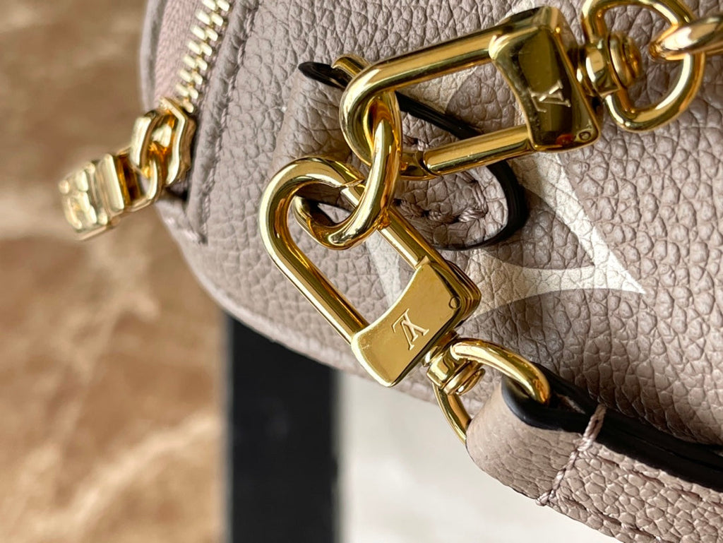 LOUIS VUITTON MINI BUMBAG 17 IN TOURTERELLE WHITE MONOGRAM EMPREINTE LEATHER GOLD HARDWARE